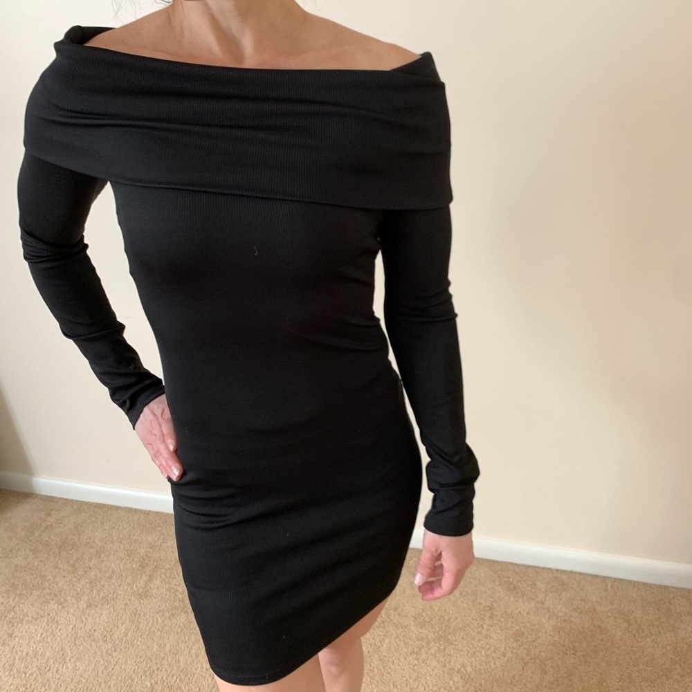 Off the Shoulder Black Dress